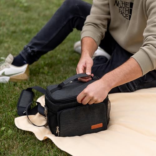 Carrywell (Not Made In China) Insulated Lunch Bag For Men, Men's Lunch Box, Leakproof, Collapsible, Soft Sided Cooler W/Adjustable Shoulder Strap, Grey - color: Charcoal Gray