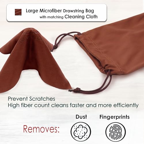 MyEyeglassCase® Large Hard Sunglasses Case | fits Large curved Sunglasses, with microfiber bag and cleaning cloth - color: Leopard Brown2