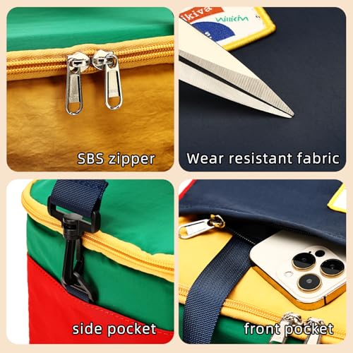 willikiva Insulated Lunch Bag Women Man Leakproof Soft Cooler Tote Bag Reusable LunchBox with Adjustable Shoulder Strap for Adults Work Travel(Deep Blue Yellow) - color: Deep Blue Yellow