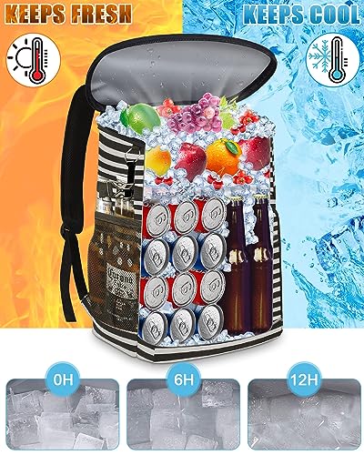 Cooler Backpack Insulated Leakproof Waterproof Backpack Cooler Bag 30/45 Cans, Large Capacity Lightweight Travel Camping Beach Backpack Cooler Ice Chest for Men and Women - color: stripe, size: 30 Cans