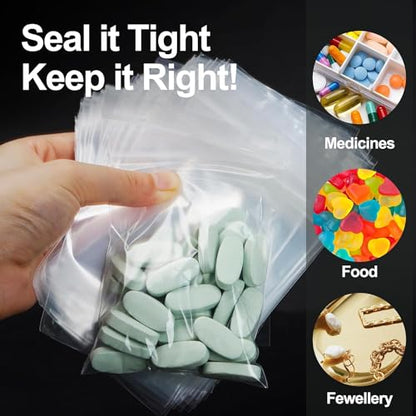 AGBOLO Small Plastic Bags, 1200ct 4"x6" Premium Small Zip Baggies Resealable, 2 Mil(2 Layer) Ultra Strong & Durable Mini Zipper Bags for Jewelry and Business - Clear - color: 4" x 6"