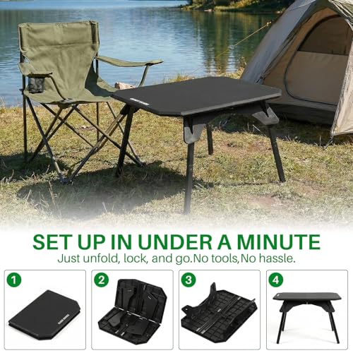 TOPCHANCES Folding Camping Table Outdoor,Ultralight Aluminum Camping Tables Multifunctional Portable Folding Table with Carrying Bag for Holiday Festival Camping Travel Picnic Grilling - color: Black