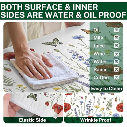 Picnic Table Cover with Bench Covers Elastic Edges, Wildflower Camper Fitted Table Cover, Outdoor Camping Essentials 72 Inch 3PCS, Waterproof Camping Fitted Tablecloth with Drawstring Bag - color: Wildflower, size: 72in
