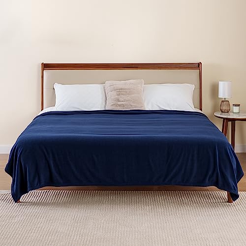 Berkshire Blanket Microfleece Twin Size Bed Blanket Navy,Lightweight Soft Breathable Plush Micro Fleece Blanket for Bed Couch Sofa,60x92 Inches - color: Navy, size: Twin/Twin XL