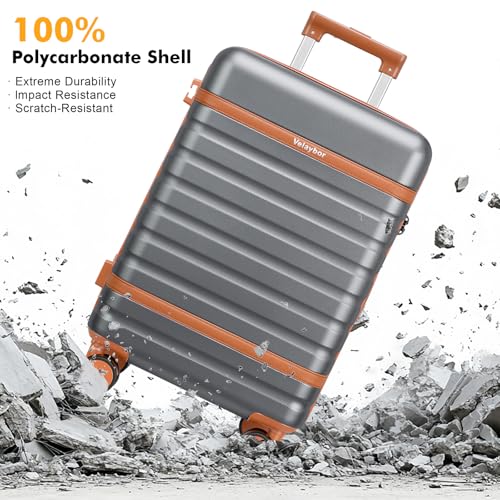 Luggage Sets 3 Piece with Spinner Wheels, Lightweight PC Hardside Suitcase with TSA Lock & YKK Zippers, 20 Inch Carry On Luggage with Travel Bag for Men and Women, Grey - color: Grey, size: 3 Piece Set (20inch)