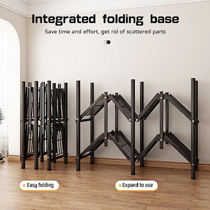 Gray Large Portable Armoire Wardrobe Closet with Foldable Clothing Wardrobe 25MM Steel Pipe Metal Frame Clothes Rack,One Piece Folding Design - size: 59.1 x 17.7 x 66.9 inches