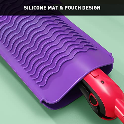 ZAXOP Resistant Silicone Mat Pouch for Flat Iron, Curling Iron,Hot Hair Tools (Purple) - color: Purple, size: 1 PACK