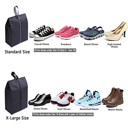 YAMIU Travel Shoe Bags Set of 4 Waterproof Nylon with Zipper for Men & Women, Black - style: 4 Pack - Black