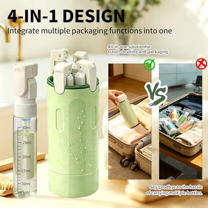 4-in-1 Travel Dispenser Bottle, Leak-Resistant Toiletry Containers, TSA Compliant Refillable Pump Bottles for Shampoo, Lotion, Conditioner - Portable Essentials for Flying, Gym & Camping(Green) - color: Green