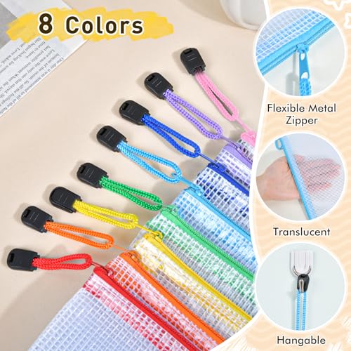 14pcs Mesh Zipper Pouch Bags, 8 Sizes Plastic Zippered Storage Bags for Organizing, Clear Pouches with Zipper, Waterproof Mesh Pouch for Office School Supplies, Home Organize, Travel Storage - style: 14pcs