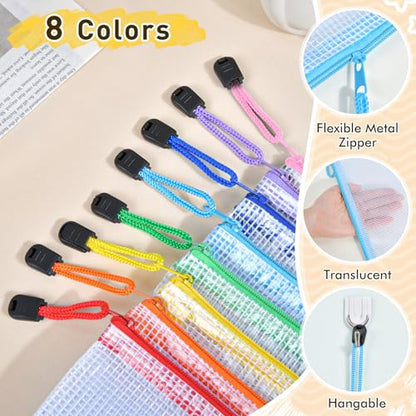 14pcs Mesh Zipper Pouch Bags, 8 Sizes Plastic Zippered Storage Bags for Organizing, Clear Pouches with Zipper, Waterproof Mesh Pouch for Office School Supplies, Home Organize, Travel Storage - style: 14pcs
