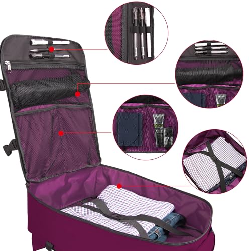Laptop Travel Backpack Airline Approved Carry-on Under-seat Backpack, Stylish Minimalist Casual, Fuchsia - color: Fuchsia