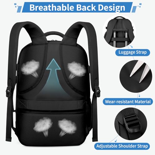 ZOMFELT Travel Backpack for Women Men, 18 x 14 x 8 inch Carry on Backpack 17.3 inch Laptop Backpack Flight Approved, Personal Item Travel Bag Casual Daypack for Weekender Business Trip, Black - color: Black