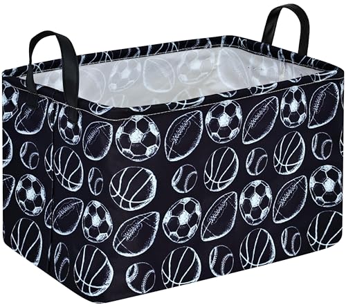 MAIZMZ Kids Hamper Storage Bins Organizer Toy Box Laundry Basket Large Canvas Collapsible Chest for Home/Dorm/Kitchen/Pet/Office/Closet/Shelf/Gift Baskets - color: Black balls