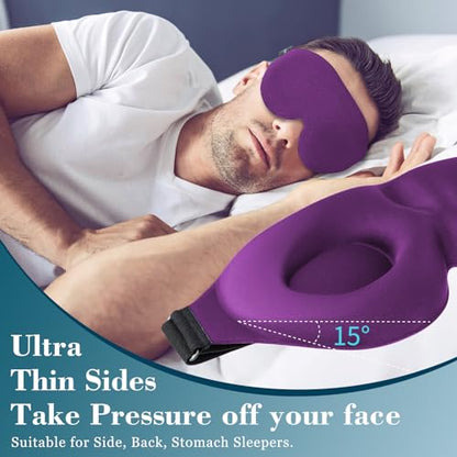 ZGGCD Sleep Mask for Side Sleeper, Light Blocking Sleeping Eye Mask for Women Men, 3D Contoured Cup Night Blindfold, Luxury Eye Cover Eyeshade with Adjustable Strap for Travel, Nap, Purple - color: Purple