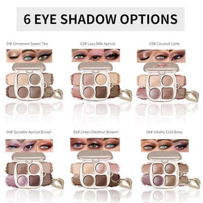 4 Colors Warm Neutral Nude Eyeshadow Makeup Palette with Mirror – Matte & Shimmer High Pigment Blendable Long-Lasting Mini Everyday Eye & Contour Makeup Palette, Perfect for Blue, Green & Brown Eyes - color: A03