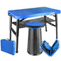 Small Folding Table, Adjustable Height, Camping & Picnic Table, 4 Foot Lightweight - color: Blue