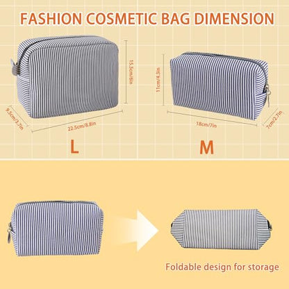 2pcs Makeup Bag Travel Toiletry Bag for Women Lightweight Make Up Bag Purse Organizer Pouches Large Cosmetic Bag Small Makeup Pouch Medicine Bag Travel Essentials for Women Dark Blue - color: dark blue