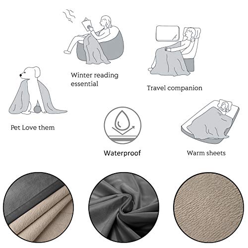 Ameritex Pet Bed Blanket Reversible 100% Waterproof Velvet Super Soft for Sofa and Bed (40x60 Inches, Light Grey+Beige) - color: Light Grey+beige, size: 40x60 Inches