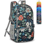 ZOMAKE Lightweight Packable Backpack 30L, Foldable Hiking Backpacks Water Resistant Compact Folding Daypack for Travel(Navy blue,Floral pattern) - color: Navy Blue,floral Pattern