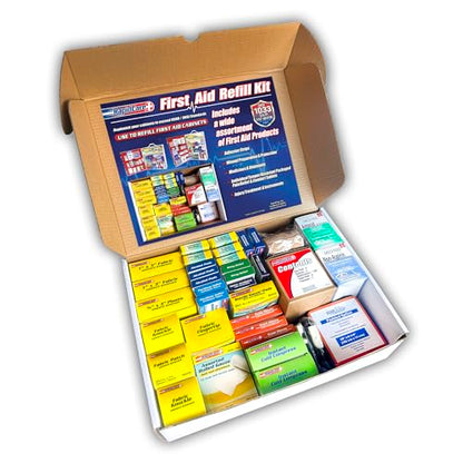 Rapid Care 4-Shelf First Aid Refill Kit - 1033 Piece OSHA & ANSI Compliant First Aid Cabinet Refill, Serves 150+ People, Color-Coded Workplace, Office & School First Aid Supplies - size: 4-Shelf Refill