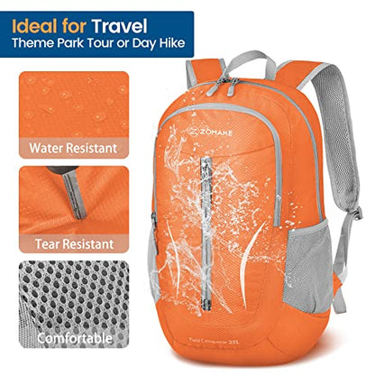 ZOMAKE Ultra Lightweight Packable Backpack 25L, Foldable Hiking Backpacks Water Resistant Small Folding Daypack for Travel(Orange) - color: Orange