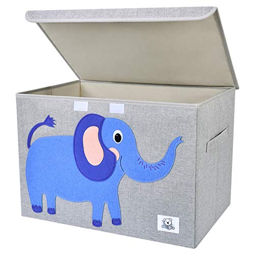 Foldable Large Kids Toy Chest with Flip-Top Lid, Collapsible Fabric Animal Toy Storage Organizer/Bin/Box/Basket/Trunk for Toddler, Children and Baby Nursery (Elephant) - color: Elephant