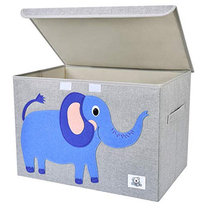 Foldable Large Kids Toy Chest with Flip-Top Lid, Collapsible Fabric Animal Toy Storage Organizer/Bin/Box/Basket/Trunk for Toddler, Children and Baby Nursery (Elephant) - color: Elephant