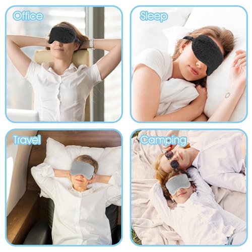 WY LIGHTING LEVEL 2 Pcs Plush Eye Mask Soft Sleeping Blindfold Eye Cover Comfortable Furry Faux Fur Sleeping Mask Satin Nap Night Eyeshade Cover for Women Men Gift (Black, Gray) - color: Black&gray