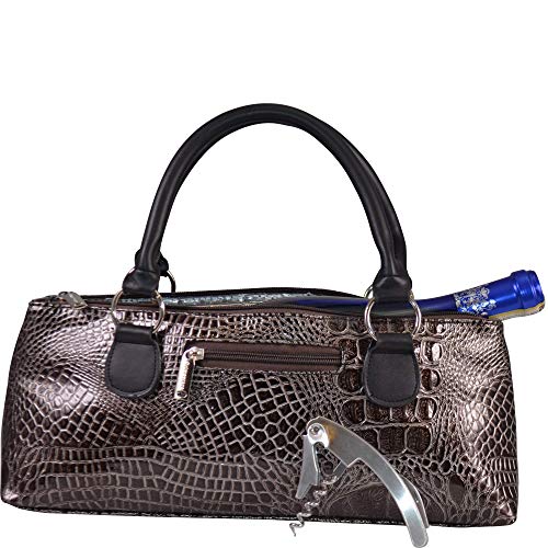 Primeware Wine Clutch Bag (Thermal Insulated) Trendy Women’s Carry Tote | Holds Red & White 750mL Bottles | Trendy Fashion | Incl. Portable Waiter-Style Corkscrew - color: Copper Brown