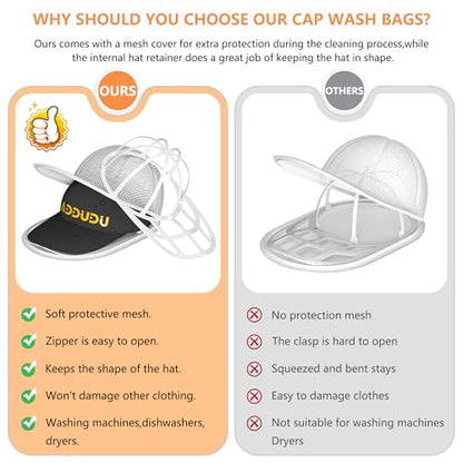 Hat Washer Cage, Snap-Lock Design, Foldable & Portable for Washing Machine Dryer Dishwasher - color: White-2-Pack