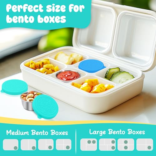 LIEMAND 6x1.6 oz Salad Dressing Container to Go, Leakproof Reusable Stainless Steel Small Container with Lid,Sauce Containers for Lunch box,Picnics,Travel,Office and Meal Prep - color: Ocean Wave, size: 1.6oz