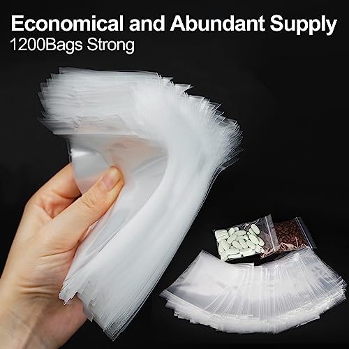 1200Pcs Small Plastic Bags for Jewelry, 2x3'' Small Zip Bag Baggies Resealable, Durable Zip Bag for Pill and Business - Clear - color: 2" x 3"