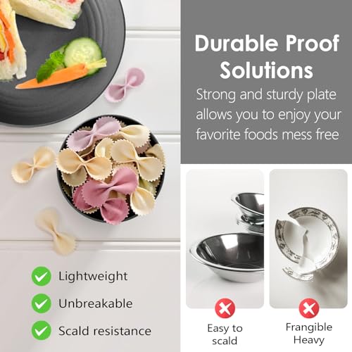 Teivio 32-Piece Kitchen Plastic Wheat Straw Dinnerware Set, Service for 8, Dinner Plates, Dessert Plate, Cereal Bowls, Cups, Unbreakable Colorful Plastic Outdoor Camping Dishes, Gray Matte - color: Gray Matte