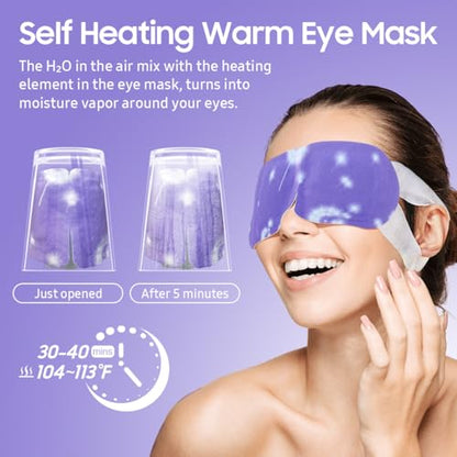 BeHoomi Steam Eye Mask, 10Packs Heated Eye Mask, Self Heating Disposable SPA Warm Compress for Eyes Sleep Mask, Travel Essentials & Relaxation Gifts for Women (Lavender Scent)
