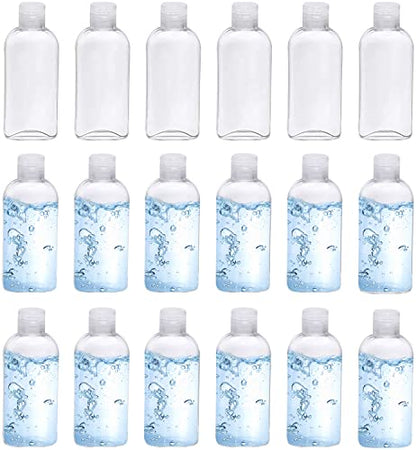 Clear Plastic Empty Squeeze Bottles 18 Pack 3.4oz/100ml with Flip Cap TSA Travel Bottle for Shampoo, Conditioner & Lotion (18 Counts) - size: D-18 Counts