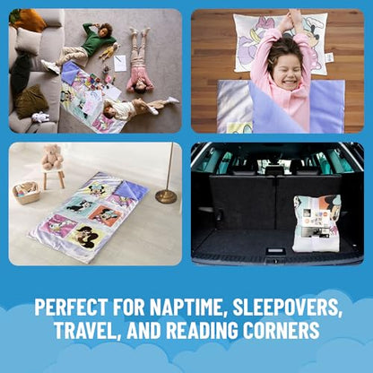 Jay Franco Kids Slumber Bag and Pillow - 54 x 27 Inch Comfy Indoor Sleeping Bag for School and Sleepovers, 2 Piece Set, Purple - Minnie Mouse - color: Purple - Minnie Mouse