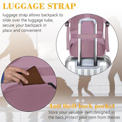 MATEIN Personal Item Backpack 18 * 14 * 8, Underseat 15.6 inch Travel Laptop Backpack for Women, Sturdy Water Resistant Slim Daypack College Computer Bag Gift, Dark Purple - color: Dark Purple, size: 15.6 Inch