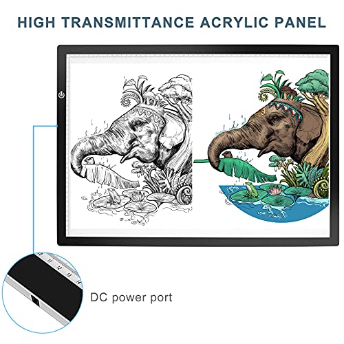 LitEnergy A2 LED Copy Board Light Tracing Box, Ultra-Thin Adjustable Artcraft LED Trace Light Pad for Tattoo Drawing, Streaming, Sketching, Animation, Stenciling - color: BLACK, size: 03 - A2