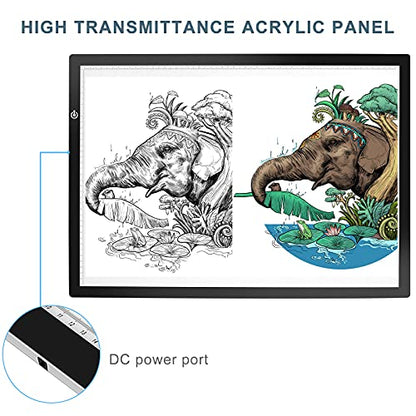 LitEnergy A2 LED Copy Board Light Tracing Box, Ultra-Thin Adjustable Artcraft LED Trace Light Pad for Tattoo Drawing, Streaming, Sketching, Animation, Stenciling - color: BLACK, size: 03 - A2