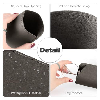 4 Packs Soft Eyeglass Cases Portable Pu Leather Glasses Pouch Squeeze Top Sunglass Case for Women Men - color: Brown, Purple, Dark Blue, Dark Gray
