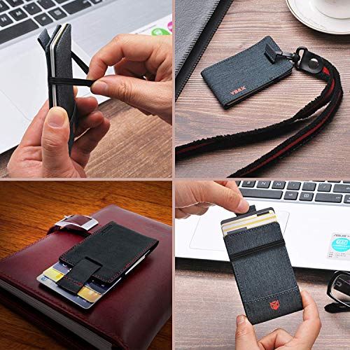 RFID Minimalist Slim Wallet for Men and Women, Holds Up to 12 Cards, Cash, Key Thin and Lightweight Credit Card Holder, Grey Ballistic Nylon - color: Grey Canvas