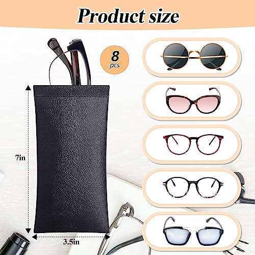 Xuhal 8 Pcs Leather Glasses Case Sunglasses Pouch Eyeglass Case Soft Squeeze Top Portable Travel Glasses Sleeve for Women Men - color: Black, style: Modern