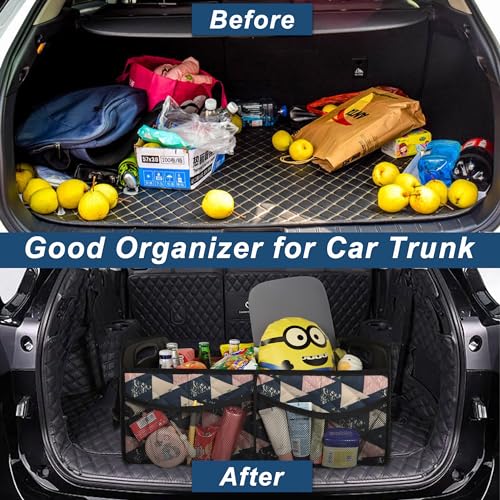 Deosk Trunk Organzier and Storage with Reinforced Handles,Car Accessories for Women/Men 50L Waterproof Polyester for Car/SUV/Minivan/Truck(Medium, Triangle) - color: Triangle, size: Medium