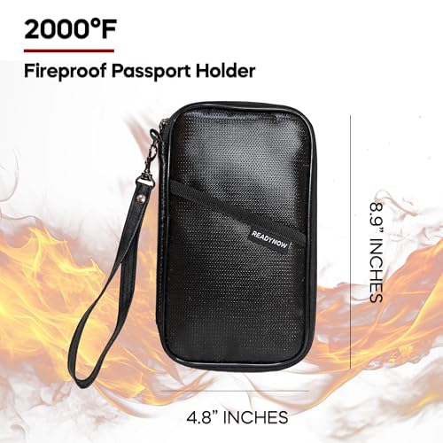 Fireproof Travel RFID Blocking Passport Holder Wallet - Ready Now Bags - Multi-functional Organizer for Men and Women, Large Family Capacity for Passports, Cards, and Documents, 8.9in x 4.8 in x 0.7in