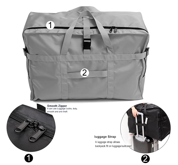 Travel Duffle Bag,Large Storage Bags,Foldable Weekender Bag,Overnight bag,Heavy Duty Travel Bag,Reinforced Carry Straps Gmy Dance Bag for Men And Women Camping,Moving,Hospital - color: Large 100L Gray