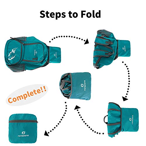 FENGDONG 35L Lightweight Foldable Waterproof Packable Travel Small Hiking Backpack Daypack for men women - color: A3-green-upgrade