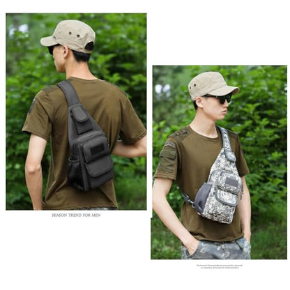 Sling Bag Crossbody Backpack for Men,Handiness Skiing Sling Bag, Lightweight Daypack for Hiking Travel (Black) - color: Black