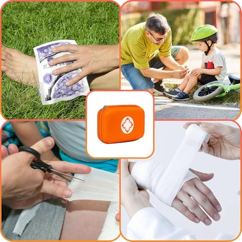 276PCS Mini Car First Aid Kit Travel Size for Business Trips, Compact First Aid Emergencies Kit Supplies for Rv Hiking Rode Trips Home Essentials, Orange AMORNING - style: Orange-276Pcs