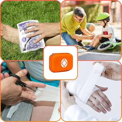 276PCS Mini Car First Aid Kit Travel Size for Business Trips, Compact First Aid Emergencies Kit Supplies for Rv Hiking Rode Trips Home Essentials, Orange AMORNING - style: Orange-276Pcs